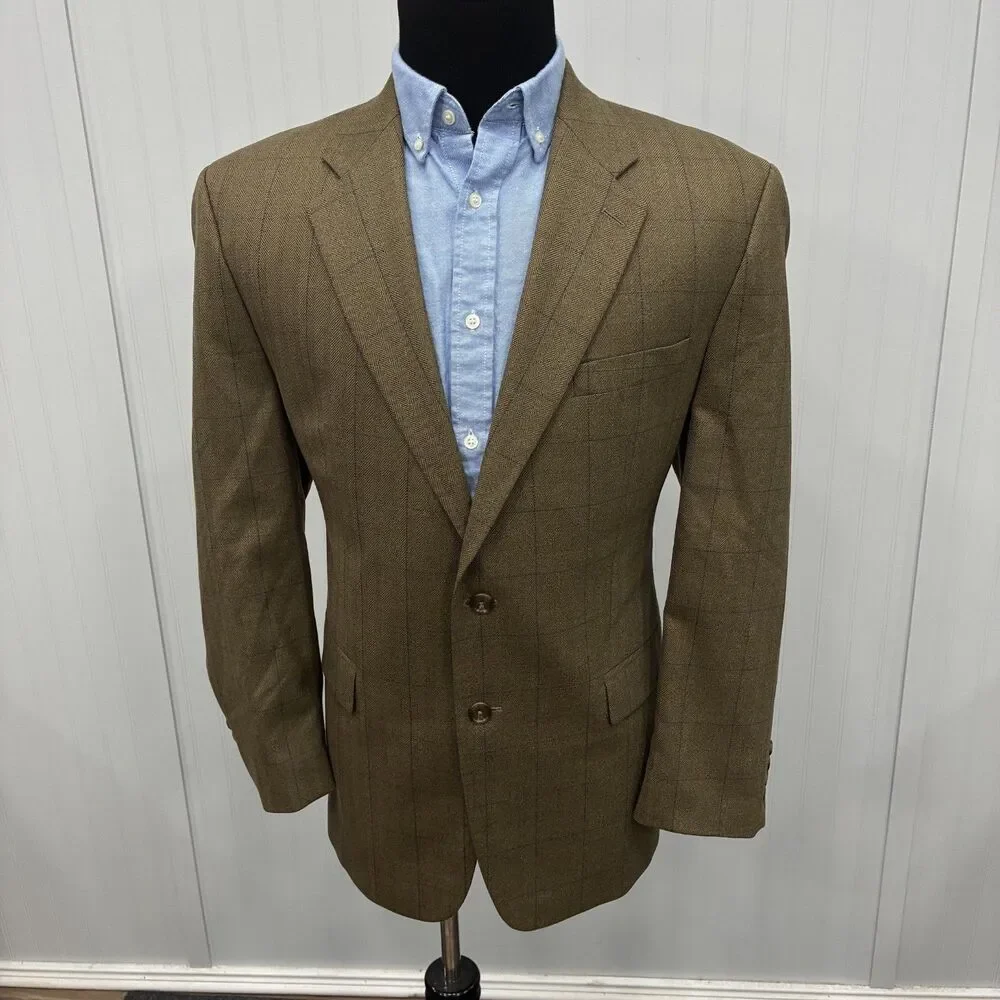 Lauren Ralph Lauren 44R Brown Check Wool 2-Piece Single-Vent Sports Coat